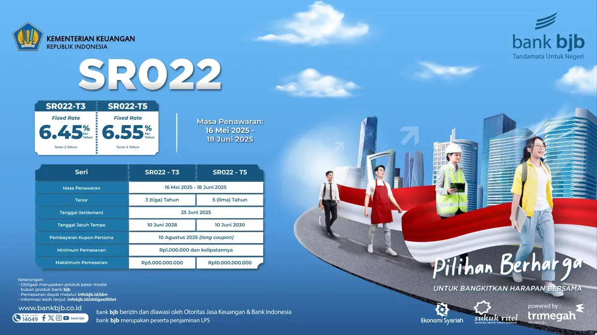 Investasi Aman & Menguntungkan: BJB tawarkan SR022, Kupon 6,55%!